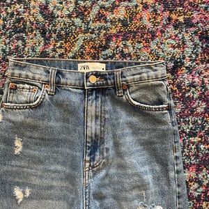 Zara Distressed Wide Leg Jeans